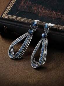 Vintage Large Waterdrop Crystal Dangle Earrings For Women, Fashionable Statement Jewelry