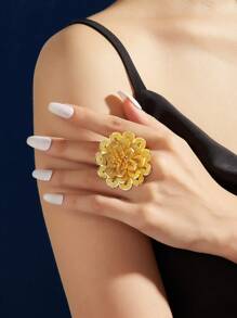 Anillo de diseño cuadrado elegante y de lujo chapado en oro de 18 quilates, de diseño retro y de alta gama, para mujer, apropiado para novias, bodas, uso diario, aniversarios y regalos en Nigeria, Dubái, Oriente Medio y Arabia Saudita