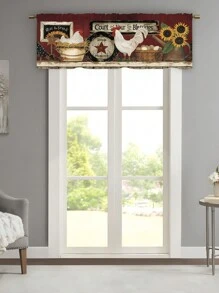 1 bucată perdea bej pentru bucătărie/ spălătorie, design vintage cu veacul lemnului, cu ochiuri superioare pentru fereastră, sufragerie, dormitor, decor pentru baie - Multicolor - Vizualizare 6