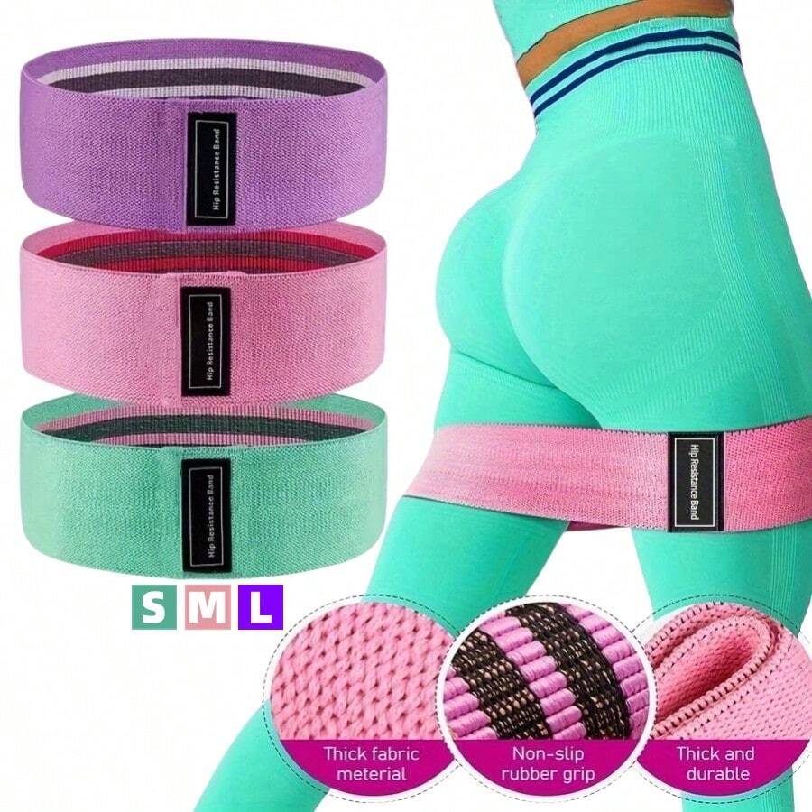 1/3pcs Fitness Elastic Bands With Resistance Level, Exercise Training Tension Fabric Belt For Body Stretching, Yoga Pilates Workout Equipment,Suitable For Gym And Home Workouts