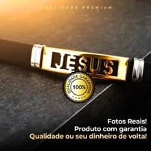 Kit Relógio Masculino Pallyjane Dourado Banhado a Ouro 18k a Prova D'água + Pulseira de Borracha Jesus