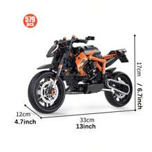 500+ Pcs Black Motorcycle Model Building Blocks Set, Suitable For Adults, Movie Theme ABS Racing Car Toy, Creative Interesting Collectible, Desktop Decor, Ideal Gift For Birthday, Christmas, Halloween