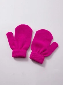 1pair Kids Plain Knit Mittens Gloves, Outdoor Cold Proof Casual Versatile Winter Warm Gloves - Children's Knitted Gloves - View 25