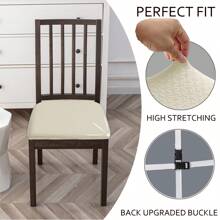 4pcs Waterproof Checked Damask Dining Chair Cover Removable Anti-Slip Chair Seat Cushion Cover For Kitchen