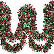 10/16,5 pies Guirnalda de oropel metálico de Navidad, adornos brillantes colgantes para árbol de Navidad, suministros de fiesta, decoración interior y exterior - Multicolor - Ver 2