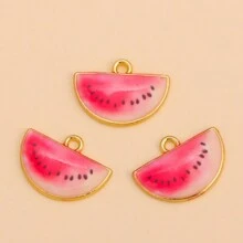 10pcs Mixed Watermelon Charm Pendant Zinc Alloy Fruit Decor, Suitable For DIY Earrings, Bracelets, Jewelry Making Accessories