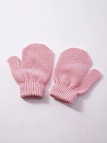 1pair Kids Plain Knit Mittens Gloves, Outdoor Cold Proof Casual Versatile Winter Warm Gloves - Children's Knitted Gloves - View 24