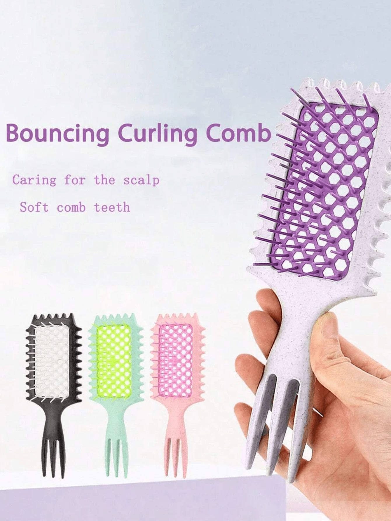 Lược tạo kiểu tóc xoăn Define Curl, Lược xoăn rỗng Home Hollow, Lược massage, Lược tóc xoăn rơm lúa mì, Thiết kế đuôi ba nhọn, Tạo kiểu dễ dàng cho tóc gợn sóng & tóc xoăn bồng bềnh Lược đệm khí bằng nylon dành cho phụ nữ, Có tay cầm bằng nhựa ABS, Dụng cụ chăm sóc tóc lý tưởng để tạo kiểu tóc đẹp hơn - Nhiều màu - Xem 1