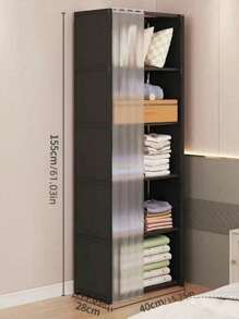 1 件便携式衣柜整理器，多用途立方体书架存储，31.5 英寸 X 15.7 英寸，独立式衣柜带窗帘，适用于卧室、客厅、厨房、办公室、节日收纳、圣诞礼物