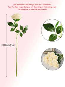 10/5/1 件多色人造玫瑰花丝绒逼真花朵玫瑰长茎花束圣诞礼物家居婚礼派对装饰 - 香檳色 - 查看 8