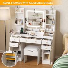 Vabches Modern Minimalist Dressing Table, Storage Cabinet, Integrated Household Bedroom Makeup, Taipei European Makeup Table