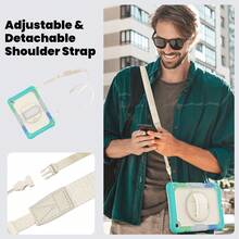 PC 硬壳和柔软硅胶平板电脑保护套，防震防弯，防刮保护，隐藏式 360° 旋转支架和可调节手带，散热设计，精确切口，兼容 Tab A9 8.7 英寸 2023 (X115)、Tab A9 Plus 11 英寸 2023 (X210/X216/X218)、TAB A7 Lite 8.7 英寸 T220/T225 2021 - 迷彩藍 - 查看 9