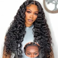 Uveous Glueless Wigs Human Hair Pre Plucked Pre Cut 5x5 Hd Lace Closure Wigs Put On And Go Deep Wave Curly Lace Front Wigs For Women Wet And Wavy Natural Hairline - Natural Black - 查看 3