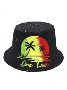 Jamaican Art Style Lightweight Reversible Bucket Hat, Unisex Outdoor Holiday Leisure Sunshade Bucket Hat, Ideal Gift