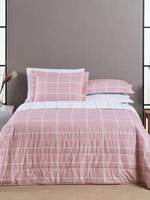 Bedspread 3 Pieces King\Queen\Double\Single Double Sided 200 Thread Count Percale Austin Quilted - Hoa hồng - Xem 2