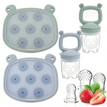 Baby Food Freezer Tray And Fruit Feeding Combo (2pcs), Breastmilk Popsicle Mold, Fruit Feeder And Baby Self Feeding Food Supplement Pacifier - Multicolor - View 2