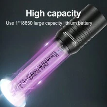 潜水 300 米变焦水下手电筒大功率 LED T6 手电筒专业水肺潜水手电筒 IPX8 可充电 18650 - 黑色 - 查看 9