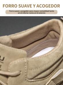 Botas oxford y derby de PU de punta redonda de color sólido de moda para hombres, cómodas zapatillas antideslizantes para hombres, botas de moda para hombres para salir, deportes y todos los días.