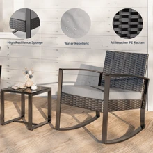 Asofer Balcony Furniture Set, Garden Furniture Set Made Of PE Polyrattan, Weatherproof Including 2 Chairs With Seat Cushions & Table, 3-Piece Patio Furniture Seating Group Lounge Set For Verandas, Courtyards, Terraces, Balconies, Pool Edges, Ideas For Valentine's Day, Valentine's Day Ideas - Xám - Xem 7