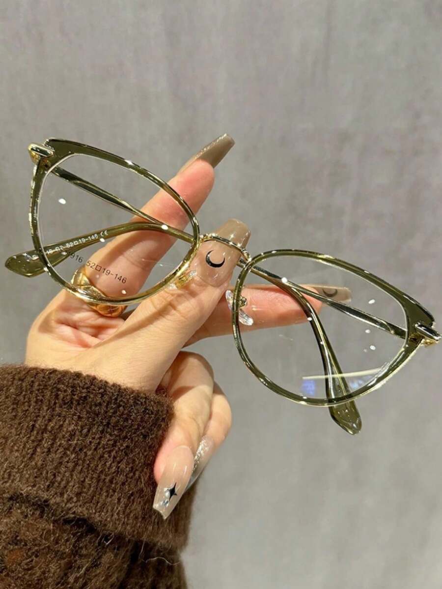 Y2K Mint Green Cat Eye Glasses, Women's Transparent Eyewear Accessory, Halloween Theme