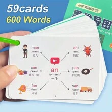 59 Cards Children's English Learning FlashCards Mind Map Words Memory Flash Cards Education Child Learning Cards For Kids School Supplies Toddler - Apricot - View 1