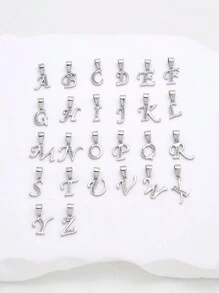 1 件 925 纯银简约时尚 26 个字母女士结婚礼物项链 - 銀色 - 查看 3