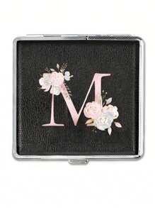 Mini Classic Personalized Cigarette Case - Ultra-Thin Flip Holder With Elastic Band,Pink Flower Letters A-Y, Durable Travel Accessories For Women, Perfect Holiday Gift For Halloween, Christmas, Thanksgiving Day, And More ﻿ - Black - View 21