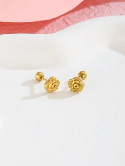 一对优雅玫瑰花耳钉，适合女孩佩戴，精致的派对和街头服饰配饰，百搭日常佩戴，返校季必备单品