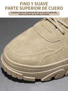 Botas oxford y derby de PU de punta redonda de color sólido de moda para hombres, cómodas zapatillas antideslizantes para hombres, botas de moda para hombres para salir, deportes y todos los días.