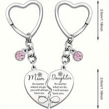 2pcs Mother & Daughter Matching Heart Shaped Keychain Set - Stainless Steel, Great Gift For Mother's Day, Birthday And Special Occasions Halloween Car Accessories Bag Charm School Cute Goth Y2k
