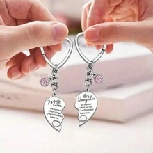 2pcs Mother & Daughter Matching Heart Shaped Keychain Set - Stainless Steel, Great Gift For Mother's Day, Birthday And Special Occasions Halloween Car Accessories Bag Charm School Cute Goth Y2k