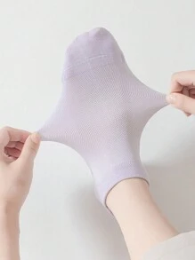 10 Pairs Women's Candy Color Ankle Socks With Heel Lift Design, Breathable And Comfortable