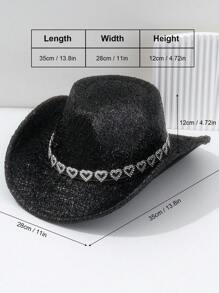 1 Peça Chapéu de Cowboy Metálico Sólido Brilhante Unissex/Feminino, Cinto Vazado em Forma de Coração, Luxo Fashion Pessoal, Estilo Gótico de Rua, Estilo Hip-Hop Cyberpunk, Estilo Y2K, Versátil Elegante e Estiloso, Cor Brilhante e Vibrante para Primavera/Verão, Adequado para Dia de Trabalho, Festa, Roupa de Festival de Música