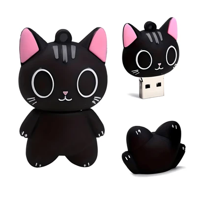 BIYETIMI 128GB Unidad flash USB con diseño de gato negro lindo, 64GB Unidad flash USB con diseño de cachorro de dibujos animados, 32GB Unidad flash USB, 64GB Unidad flash USB, regalo para niñas