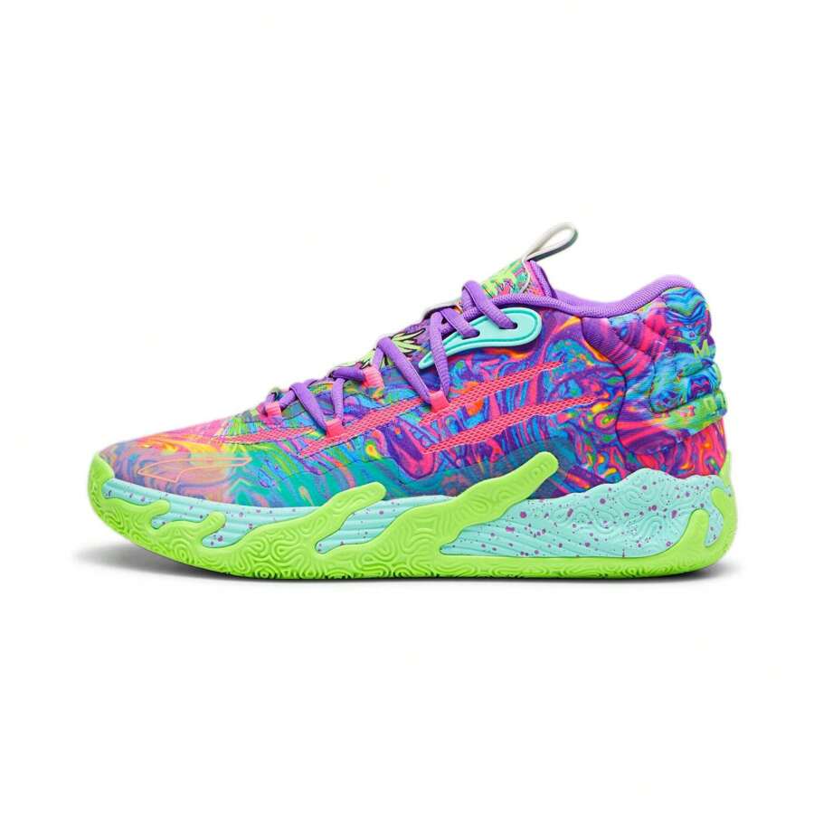Puma Men's X LAMELO BALL MB.03 Be You Basketball Shoes - brilho roxo/rosa brilhante/gecko verde - Visão 1
