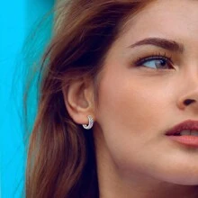 原创 925 镀银高品质女士环形耳环镀 18k 镀金彩色三排锆石密镶套装奢华珠宝礼物 - 銀色 - 查看 5