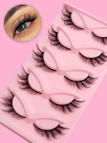 Asiteo 5 Pairs Wispy Cat Eye Lashes Winged End Eye Elongated Natural Look Reusable Soft False Eyelashes Luxury Fake Eye Lashes - Cat Eye Lashes - View 5