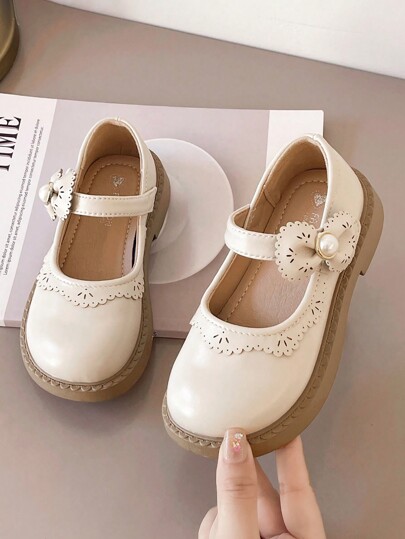 1 Par de Sapatos Vestido com Bottom Antiderrapante, Respirável e Macio, Estilo Prepe com Enfeite de Laço, Adequado para Apresentações, Festas, Casamentos, Primavera e Outono