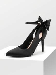 Women's Bow High Heels Stiletto Strappy Pumps Ankle Strap Pointed Toe Heel D'Orsay Comfortable Sexy Prom Party Wedding Dress Shoes - 黑色 - 查看 4