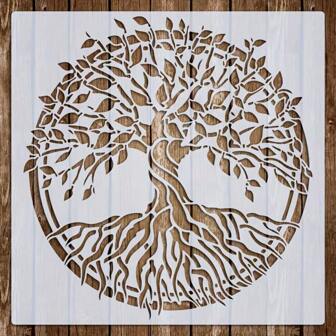 Large Tree Painting Stencil - Reusable 11.8X11.8 Inch Tree Of Life Stencil For Fabric, Canvas, Wooden Walls, And Home Decor Back To School,Back To School,School Supplies