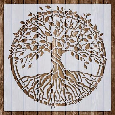 Large Tree Painting Stencil - Reusable 11.8X11.8 Inch Tree Of Life Stencil For Fabric, Canvas, Wooden Walls, And Home Decor Back To School,Back To School,School Supplies