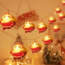 1 件 1.5 米 10-LED 圣诞老人灯串，防水 LED 仙女灯，适用于户外派对、婚礼、圣诞树、窗户和家居装饰（电池供电，不含电池）、房间装饰圣诞装饰圣诞灯卧室装饰家居装饰派对装饰节日节日圣诞礼物感恩节圣诞树装饰饰品 - 暖白色 - 查看 6