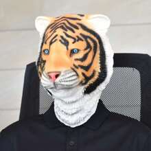 Máscara de animal que cubre toda la cara, máscara de mono, disfraz de máscara de gorila para fiesta de disfraces, accesorios de disfraz de fiesta de Halloween - gallo, vaca, león, tigre, paloma, ratón, rana, koala, dinosaurio, loro, pato amarillo, Navidad
