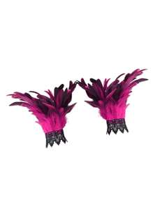 1pair Gothic Style Feather Bracelet Lace Feathers Wristband For Women Costume Party Accessories - Multicolor - View 2