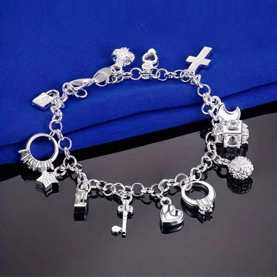 Chic SilverPlated Link Bracelet For Women Elegant Daily Wear With