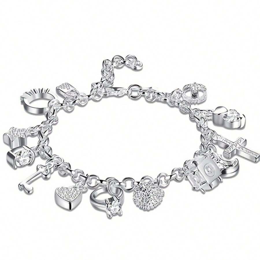 Chic SilverPlated Link Bracelet For Women Elegant Daily Wear With