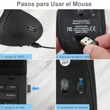 Mouse vertical inalámbrico recargable con 3 DPI - Negro - Ver 5