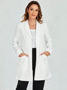 cimmuovere White Long Sleeve Lab/Surgeon Smock Coat, Nurse Uniform,  Practitioner Uniform, Dental Doctor Uniform Coat