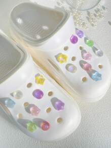 17pcs/Set Hollow Shoe Decor Accessories, Imitation Cat Eye Stone & Shiny Star Shoe Clips, Detachable Garden Shoes DIY Decorative Buttons