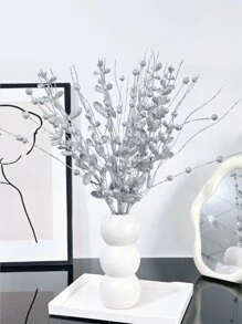 1pc/3pcs/6pcs Artificial Sparkling Glitter Plant ,42cm Fake Tree Branch With Berry,Christmas Tree Decorations Ornament For Living Room And Bedroom , Wedding, Party, Home Decoration, Desk Stuffing.Thanksgiving Christmas Supplies, Home Decor,Table Decor,Outdoor And Indoor Christmas Decor,Room Decor Christmas Decorations